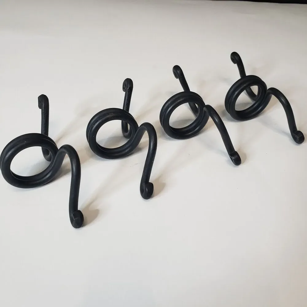 4 Wrought Iron Napkin Rings Rustic Farmhouse Coiled Spiral & Scroll Table Decor